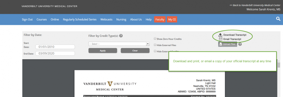 How to View and Print your Official Transcript | Office for Continuous ...